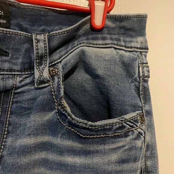 Buckle Black Jeans Men’s Size 32x30 Fit No 9 Straight Leg Whiskered Thick Stitch - Picture 6 of 15